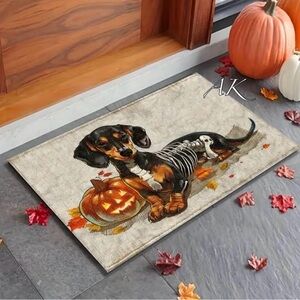 Dachshund Fall Halloween Plush Rug 
Door Mat 🐾 Doxie Wiener